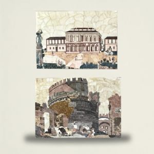 
Pannelli Intarsiati in Marmo con Vedute di Roma