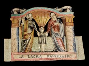 Elemento di carretto siciliano rappresentante la Sacra Famiglia fine XIX secolo