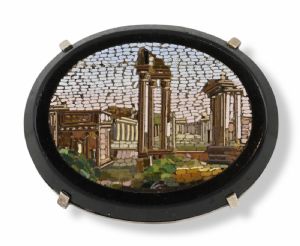 Micromosaico - Spilla con Fori Romani - Italia XIX Secolo