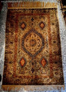Tapete Anatólio/Otomano com lã de seda, muito raro e fascinante, do último quarto do século XIX.