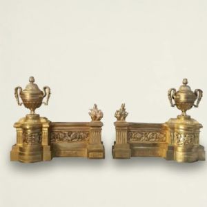 
Coppia di Alari da Camino in Bronzo Dorato, XIX Secolo