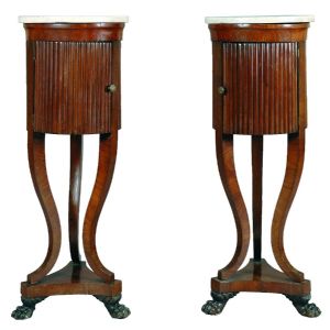 Pair of Carlo X mahogany bedside tables, Tuscany, first half of the 19th century