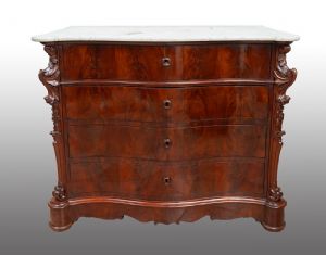 Cassettone antico Luigi Filippo Napoletano in piuma di mogano. Periodo XIX secolo.