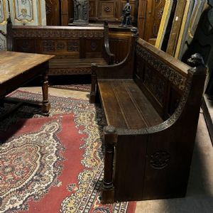 PANC183 - Coppia di panche in rovere, epoca '800, Misure cm L 182 x P 68 x H116
