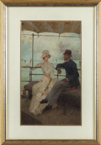 Eda Borzino (1863–1927) [zugeschrieben] Werben, Öl auf Leinwand mit Rahmen