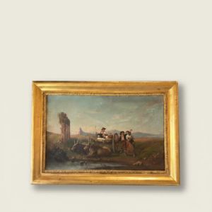 
Dipinto Scena Campestre nella Campagna Romana – Scuola Italiana del XIX Secolo