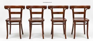  Rara serie di quattro poltroncine da teatro di Michael Thonet marchiate originali ed integre. Produzione 1880-85 c.a