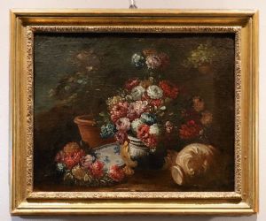 Natura morta di fiori in un giardino, Francesco Lavagna (Napoli, 1684 - 1724) cerchia