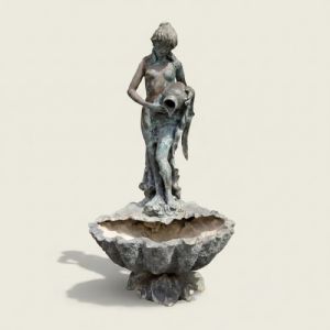 
Fontana neoclassica in bronzo patinato con ninfa, primi ’900