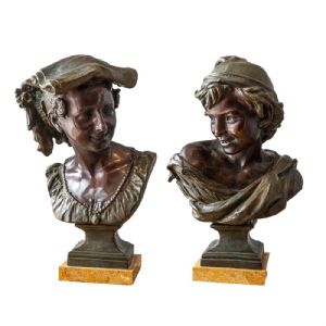 Coppia di mezzi busti in bronzo - Julien Caussé