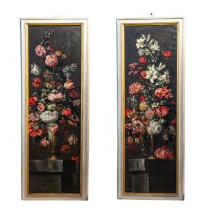 Coppia di “Vasi con fiori” - Laura Bernasconi, detta “Laura dei Fiori”