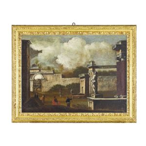 Dipinto olio su tela, raffigurante “Capriccio Architettonico”