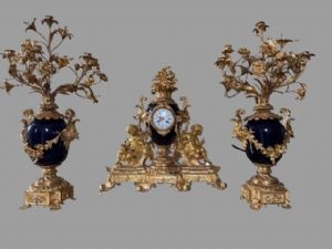Bronze and porcelain triptych