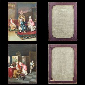Pair of Paintings depicting court scenes