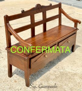 🥇Panca d’epoca in Rovere  con Cassettiera Val Varaita Prima Metà ‘800🥇