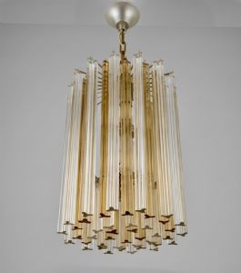 Lampadaire de Murano, style Carlo Scarpa pour Venini, pampilles trilobées, 8 lumières, XXe siècle