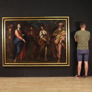 Grande quadro italiano del XVII secolo, Cristo e l’adultera