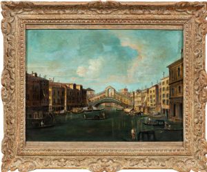 Venetian painter (18th-19th century) - Venice, view of the Rialto Bridge.