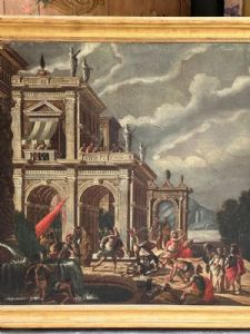 
Raffinata Coppia di Capricci Architettonici ad Olio su Tela - Antonio De Michele Napoli XVII Sec. - Foto 7