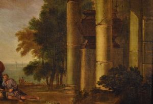 Paesaggio costiero con rovine architettoniche, Jacob de Heush (Utrecht 1657 – Amsterdam 1701) - Foto 6