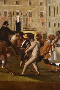 Carnival in Rome in Piazza Colonna, Michelangelo Cerquozzi (Rome 1602-1660) workshop - Foto 7