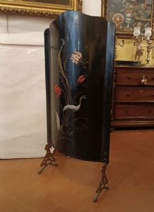 PARAFUOCO IN LATTA CON FIORI DIPINTI FINE XIX SECOLO - Foto 7