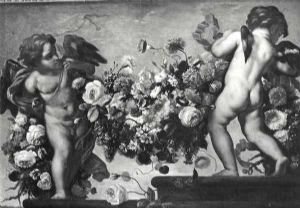 Zwei Engel mit einem Blumenkranz, Werkstatt von Carlo Maratta - Foto 9