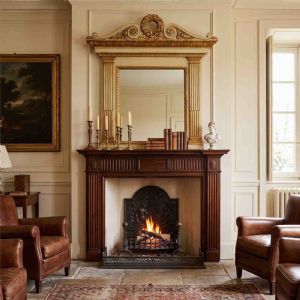 19th Century Italian Neoclassical Mirror Ivory and Giltwood Overmantel - Foto 9