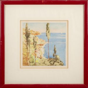 Aurelio Crafonara (1875-1945), Coastal View, watercolor signed lower left.