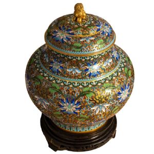 Par de jarrones en cloisonné y bronce dorado - Foto 6