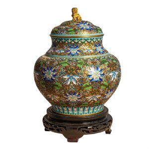 Par de jarrones en cloisonné y bronce dorado - Foto 7
