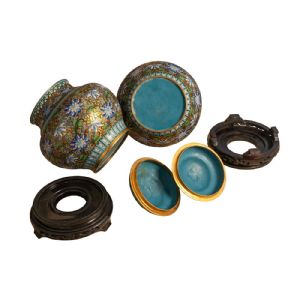 Par de jarrones en cloisonné y bronce dorado - Foto 8