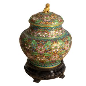Paar cloisonné und vergoldete Bronzekaraffen - Foto 8