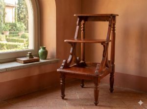 Mahogany Library Step Ladder - Restoration in Progress_car 3323