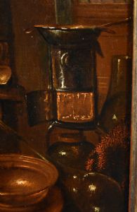 Le apothicaire dans son laboratoire, Giovanni Domenico Valentino (Rome 1630 - Imola 1708) Monogrammé - Foto 8