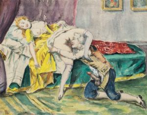Pittore francese (XIX-XX sec.) - Scena erotica.