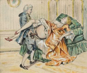 Pintor francês (séculos XIX-XX) - Cena erótica.