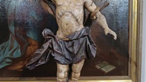 ESCULTURA DE SÃO SEBASTIÃO EM MADEIRA PINTADA METADE DO SÉCULO XVIII - Foto 10