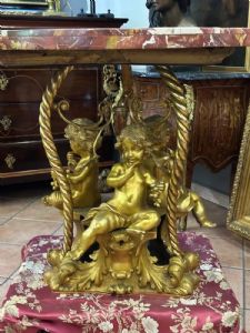 
Monumentale Gueridon da Centro in Bronzo Dorato e Commesso di Marmi Imperiali - Italia, XIX Secolo - Foto 9
