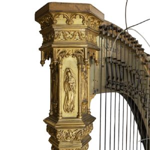 Harpe de Concert en Érable, Bois Doré et Sculpté - Foto 8