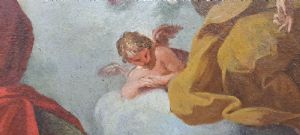 "L' incoronazione della Vergine tra i Santi" - Olio su tela - Sebastiano Conca (1680 - 1764) ambito di - Foto 8
