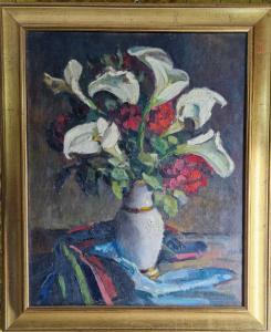 Blumenvase mit Calla, Maler G. Payen, Frankreich