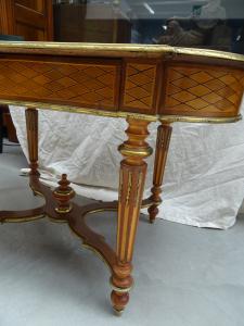 Tavolo \ scrittoio finemente intarsiato Napoleone III Francia - Foto 6