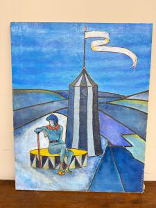 Polychrome enamel painting, modern and contemporary art, 76x59 cm. Very good condition, 20th century.
