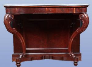 Antica consolle francese del 1800 stile Luigi Filippo in mogano con piano in marmo