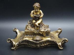 Beautiful signed bronze inkwell.