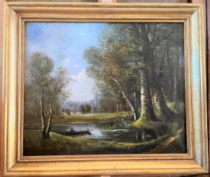Seenlandschaft mit Fischer