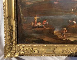Círculo de Marco Ricci (Belluno 1676 - Veneza 1730) - Paisagem fluvial com figuras. - Foto 6