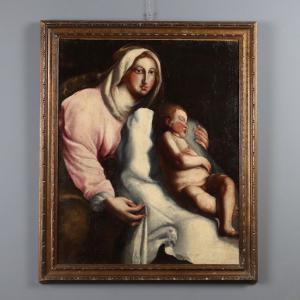 Dipinto Madonna con Bambino Addormentato