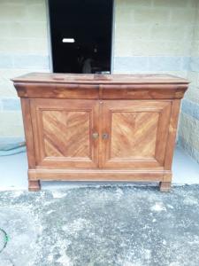 Cappuccina style cherry sideboard with herringbone doors, first half of the 1800s, L160xD63xH110, certificate of guarantee